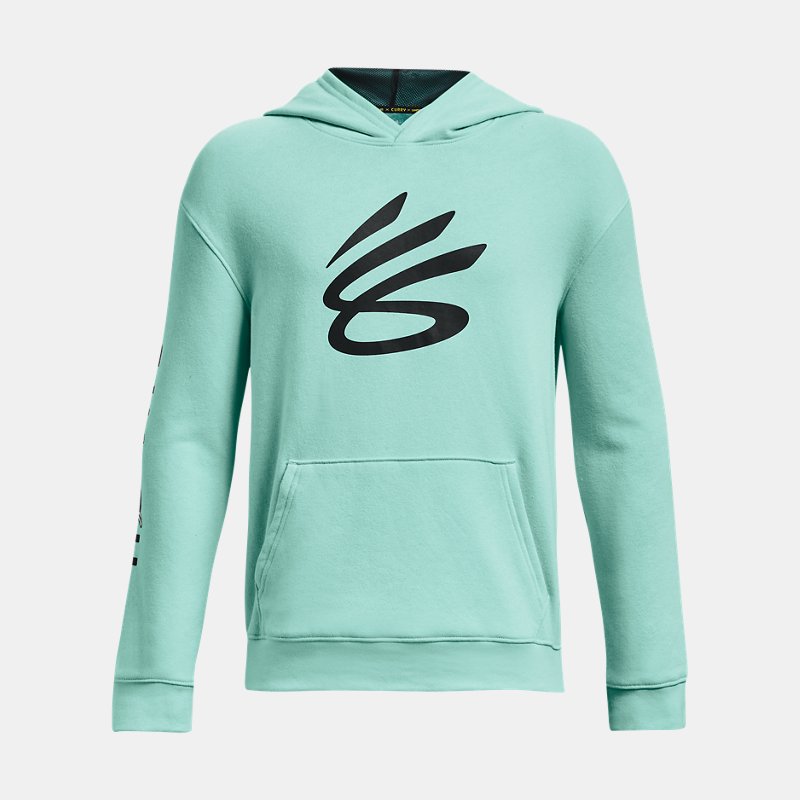Under Armour Boys' Curry Splash Hoodie Neo Turquoise / Black YXS (48 - 50 in)